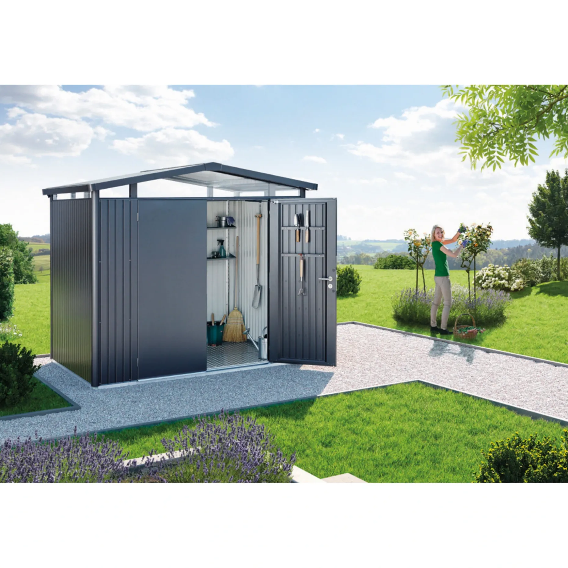 BIOHORT PANORAMA P3 REDSKABSRUM KVARTSGRÅ METALLIC 6,5 M2