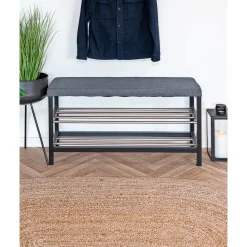 BOLIGINTERIØR BÆNK SORT/GRÅ 34 X 100 CM