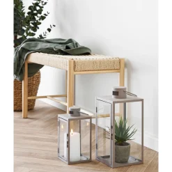 BOLIGINTERIØR METAL LANTERNESÆT H25/H35 CM BEIGE