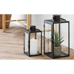 BOLIGINTERIØR METAL LANTERNESÆT H25/H35 CM SORT