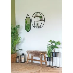 BOLIGINTERIØR RUND HYLDE NATUR/SORT 60 X 13 X 60 CM