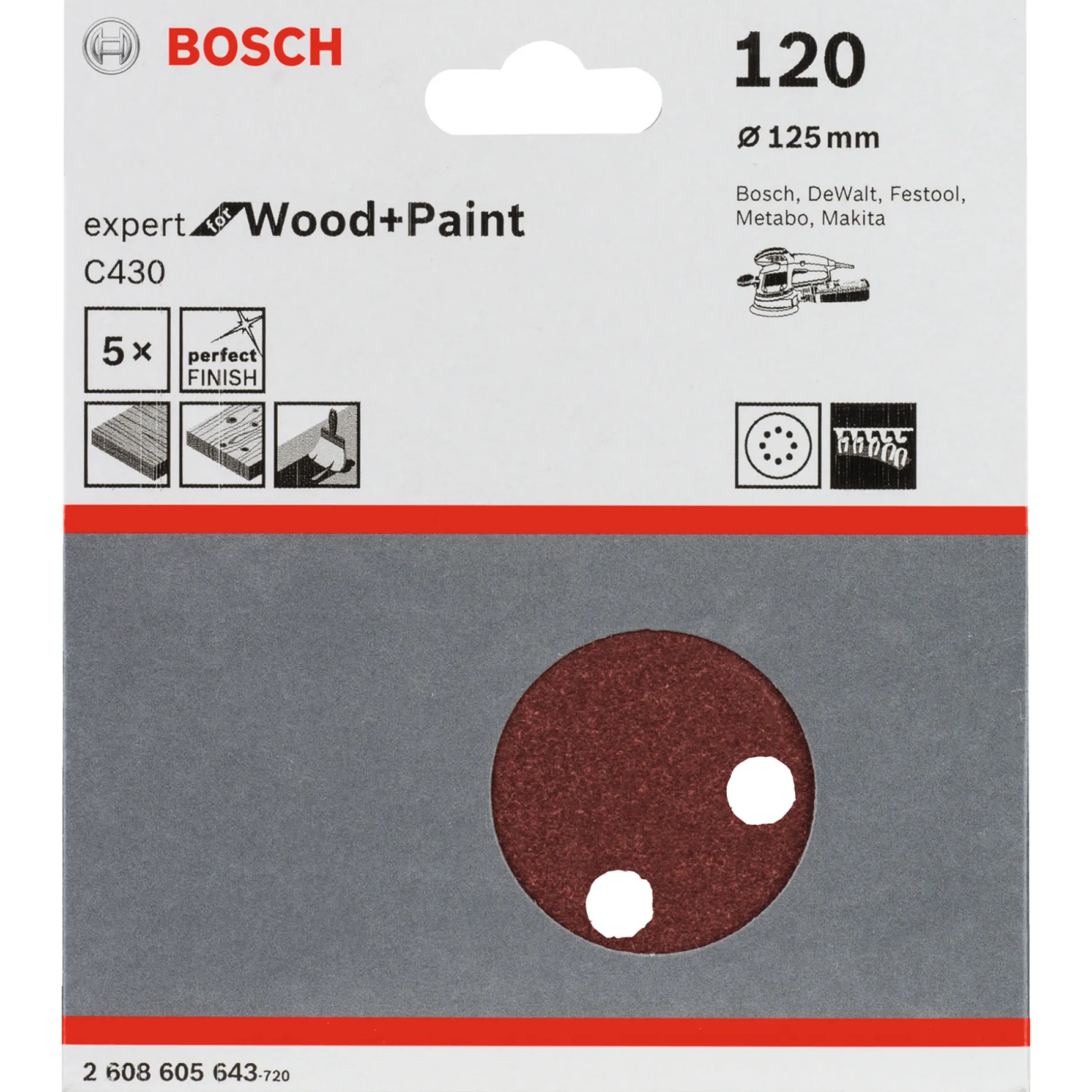 BOSCH C430 EXPERT SLIBEBLAD Ø125 MM 120 5 STK
