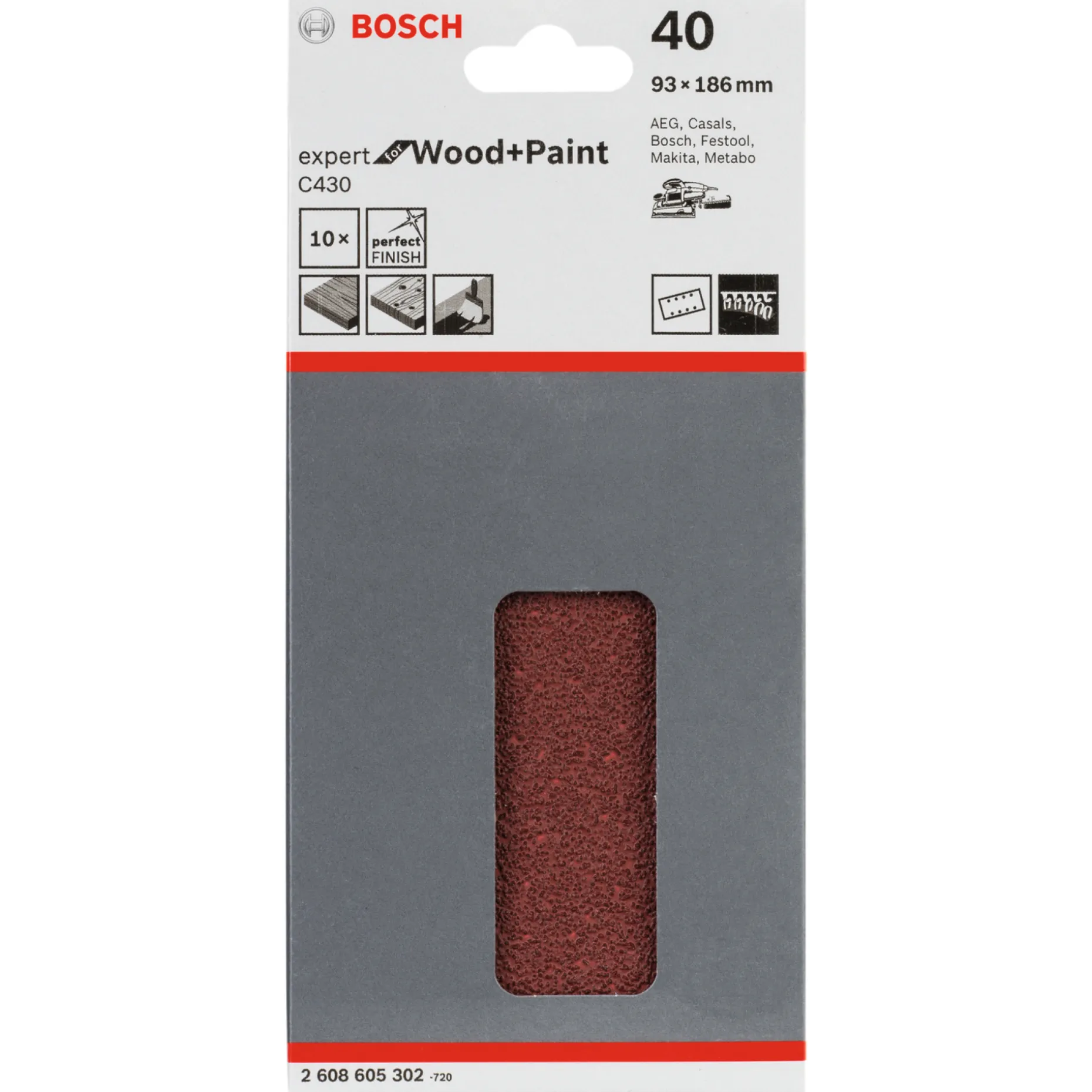BOSCH C430 93X185MM SLIBEBLAD 40 10 STK
