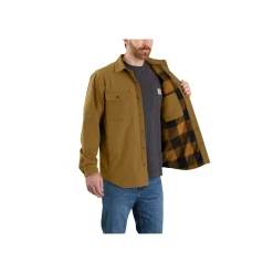 CARHARTT CANVAS FLEECE-LINED SHIRT JACKET SKJORTEJAKKE M BRUN