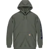 CARHARTT LOOSE FIT MIDWEIGHT LOGO SLEEVE GRAPHIC SWEATSHIRT HÆTTETRØJE XL GRØN