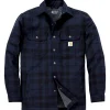 CARHARTT RELAXED FIT FLANNEL SHERPA-LINED SHIRT JAC SKJORTEJAKKE M NAVY