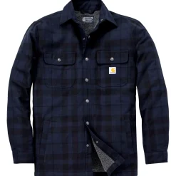 CARHARTT RELAXED FIT FLANNEL SHERPA-LINED SHIRT JAC SKJORTEJAKKE M NAVY