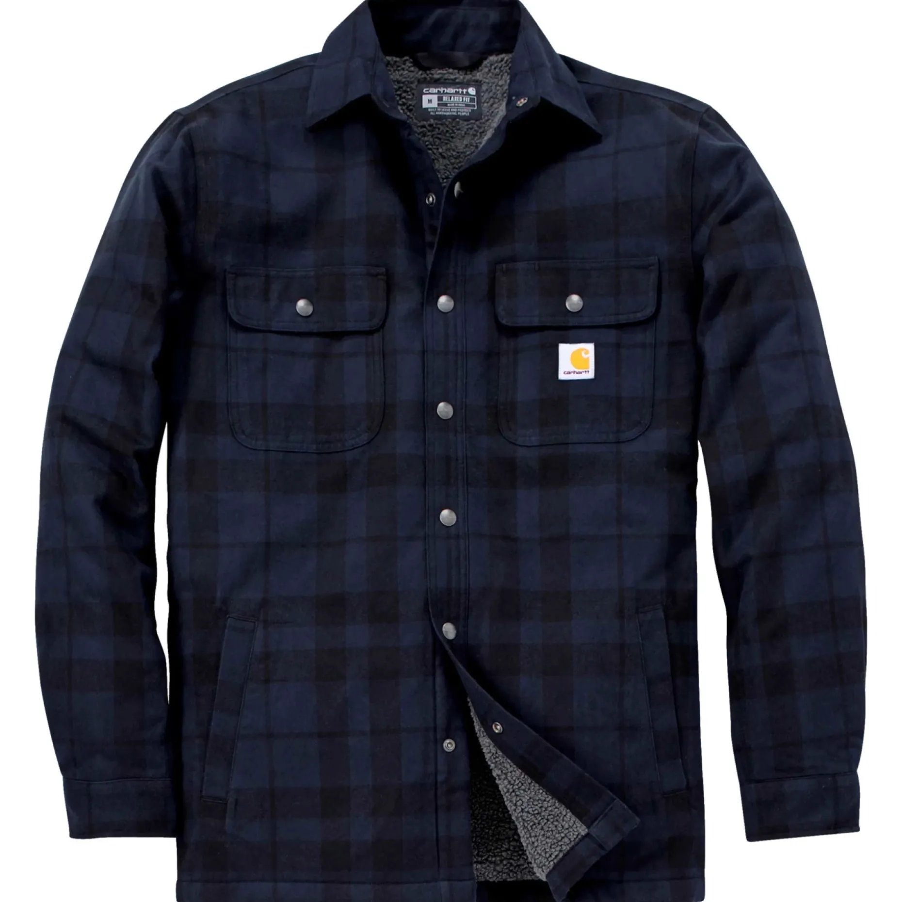 CARHARTT RELAXED FIT FLANNEL SHERPA-LINED SHIRT JAC SKJORTEJAKKE M NAVY