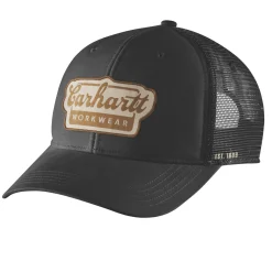 CARHARTT TWILL MESH-BACK SCRIPT PATCH CAP KASKET SORT OFA