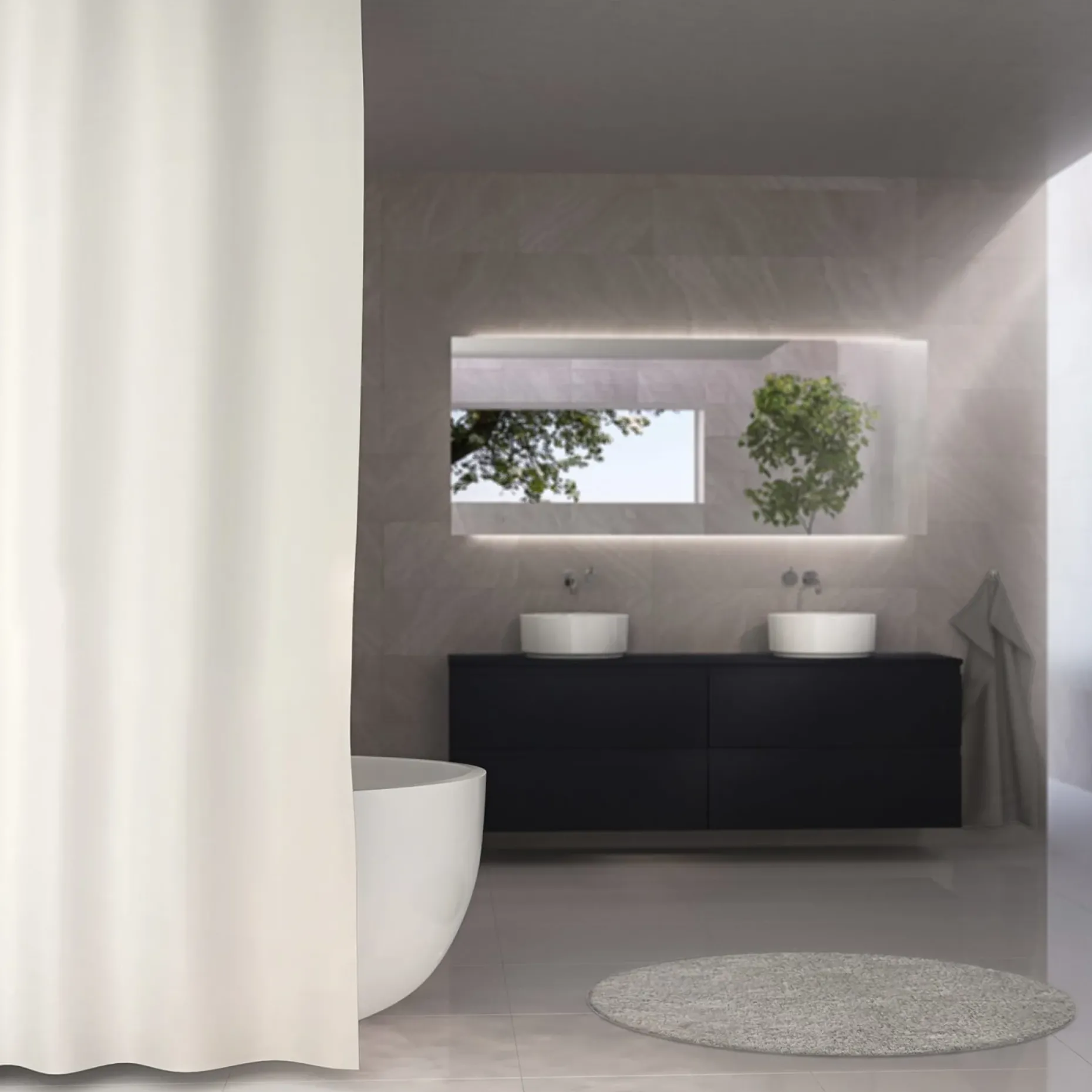DEBEL UNI BADEFORHÆNG HVID 120 X 200
