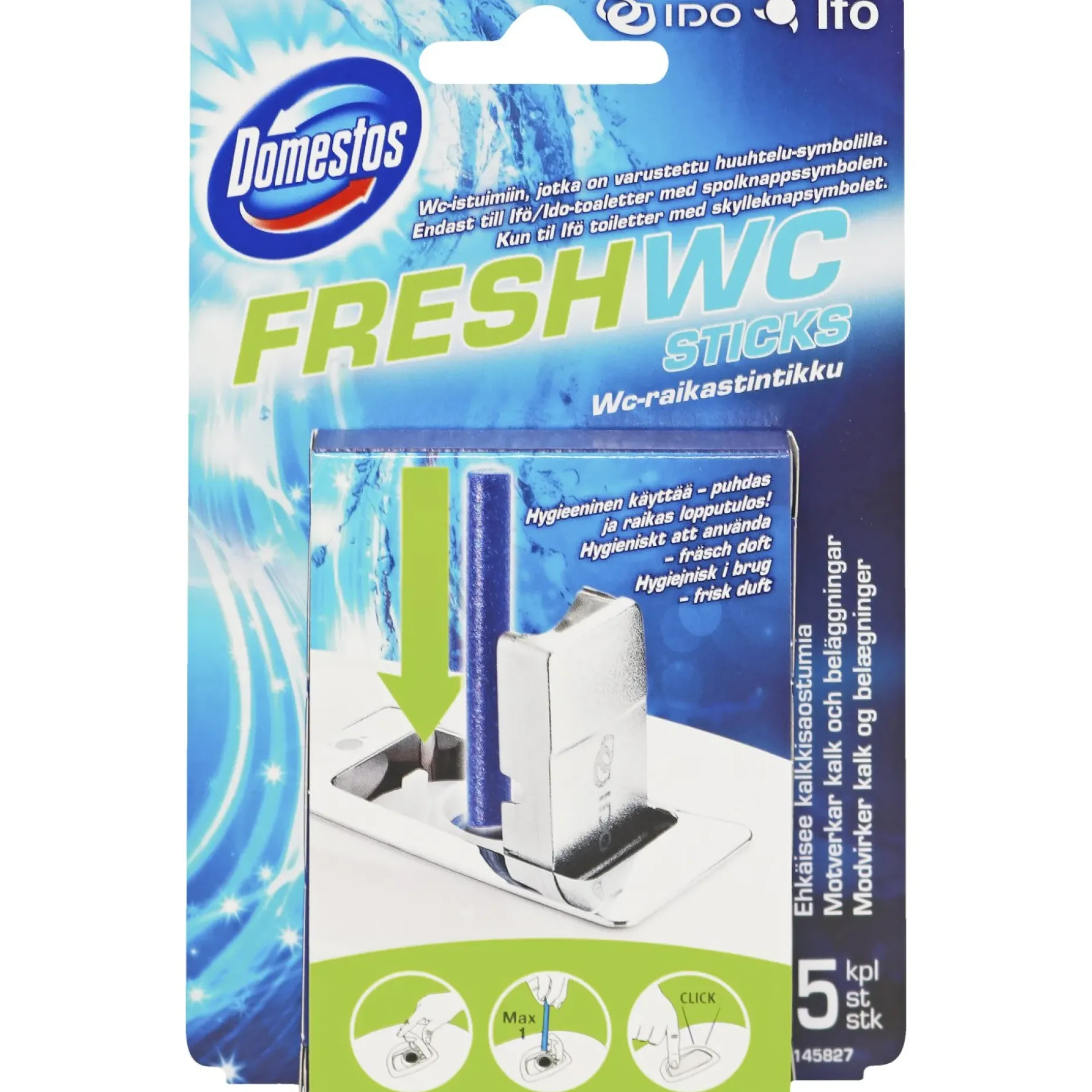 DOMESTOS WC-STICK OCEAN - 5-PAK RENGØRINGSMIDDEL 5 PK