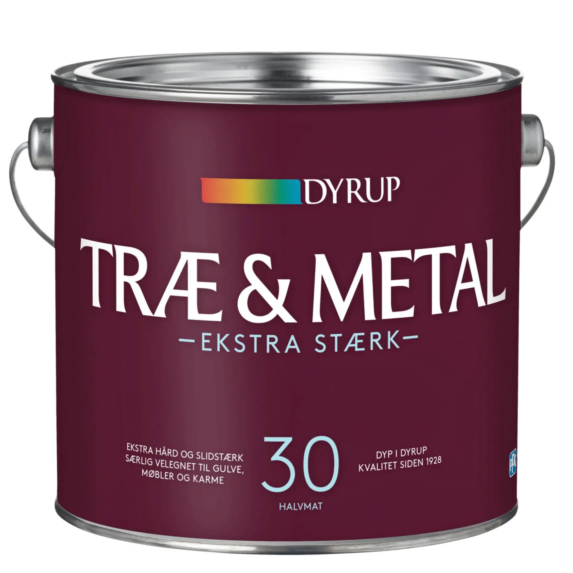 DYRUP 30 EKSTRA STÆRK TRÆ- OG METALMALING 2,25 L HVID