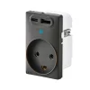 FESH SWITCH CURVELINE 2 X USB STIKKONTAKT KOKSGRÅ 1,5 MODUL M/JORD