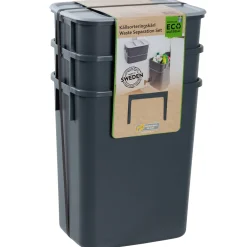 G. FUNDER 2X12 L., 1X7 L. AFFALDSSORTERING GRÅ 265X440X190MM.