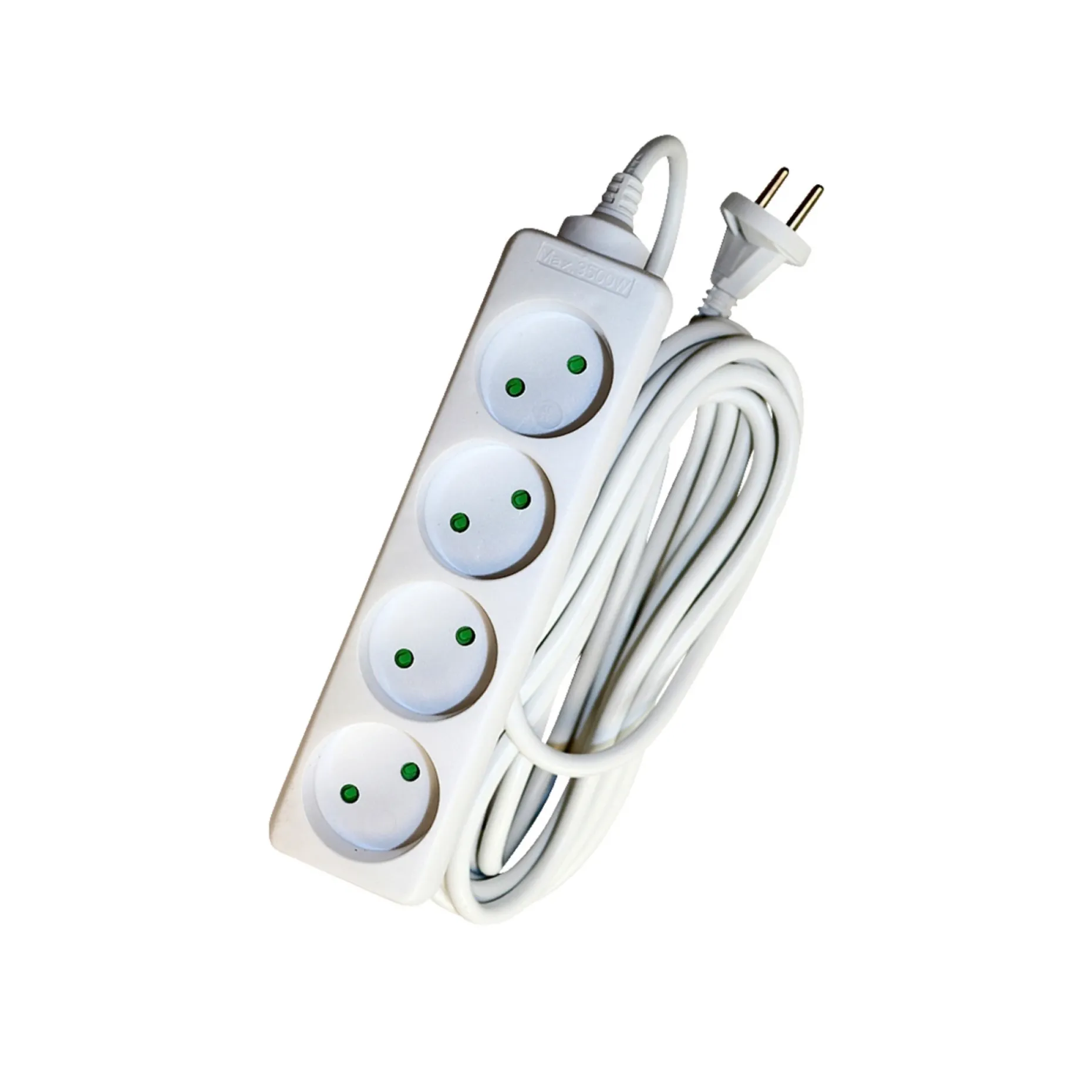 GRIPO STIKDÅSE 4 UDTAG U/JORD HVID 5 M KABEL