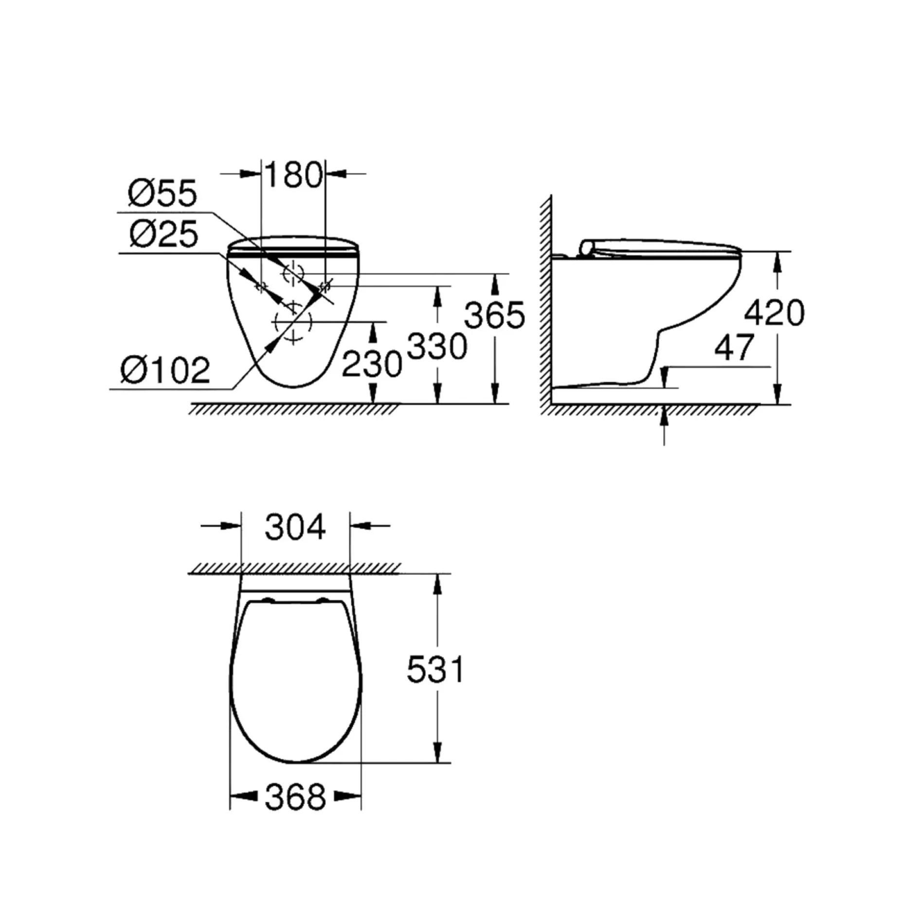 GROHE BAU CERAMIC M/SOFT CLOSE SÆDE VÆGHÆNGT TOILET