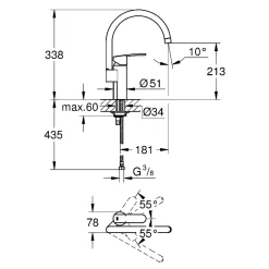 GROHE KØKKENARMATUR KROM