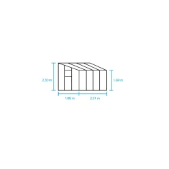 HALLS QUBE LEAN-TO 68 VÆGDRIVHUS 3 MM HÆRDET GLAS SORT 4,7 M2