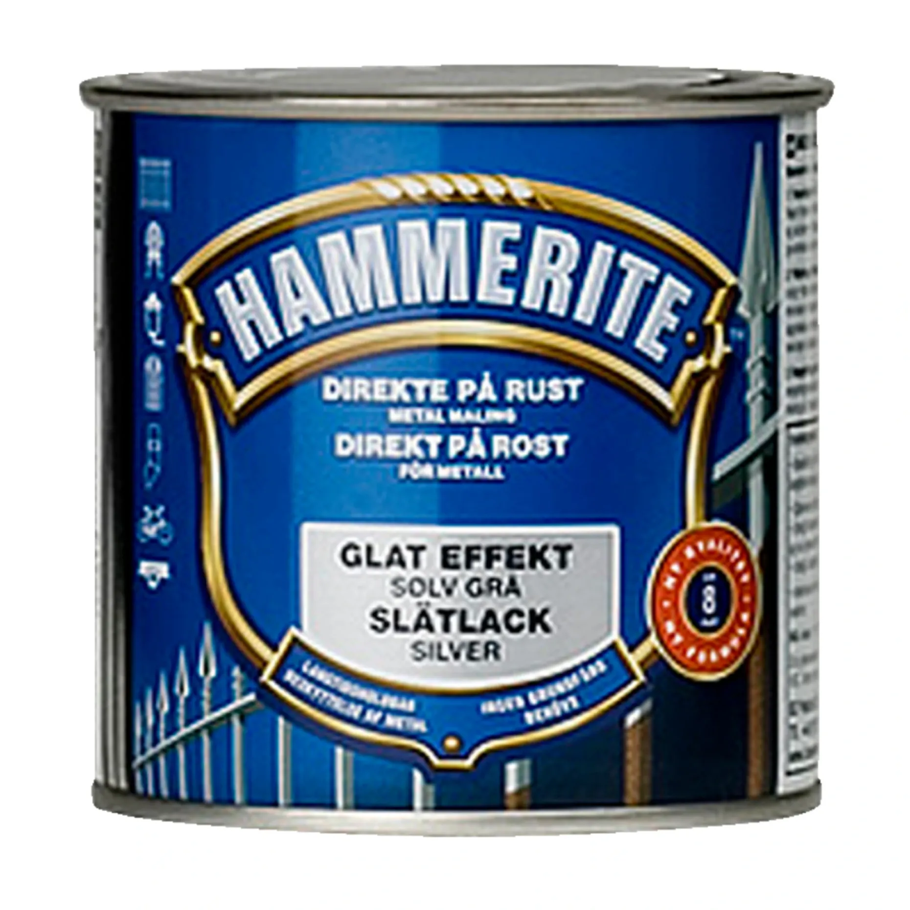 HAMMERITE GLAT-EFFEKT METALMALING 250 ML SØLV