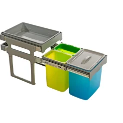 JUVEL TANK40-3 AFFALDSSORTERING GRÅ. BEHOLDERE I 3 FARVER 1X16L, 2X8L