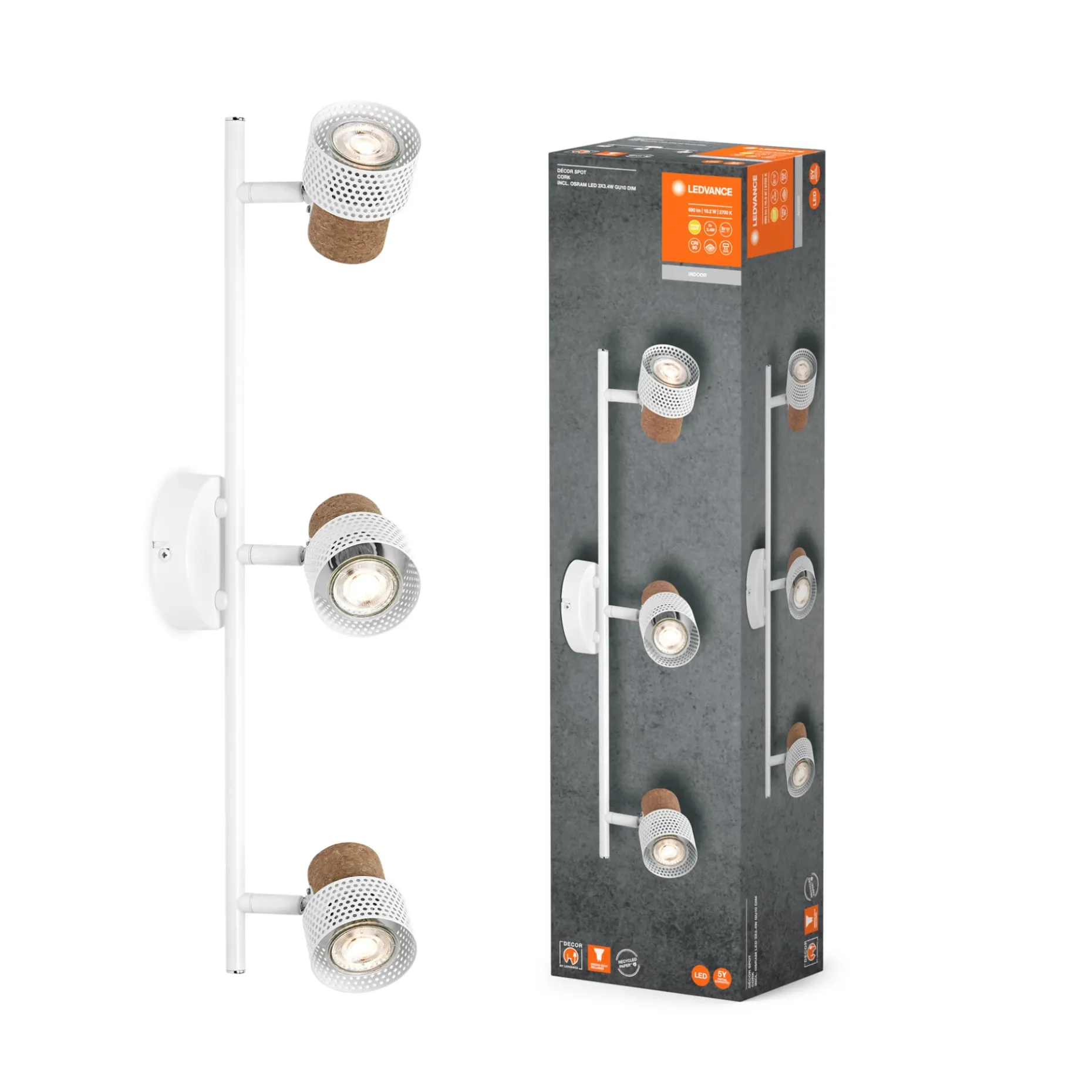 LEDVANCE DECOR CORK SPOTLAMPE HVID GU10 10,2W
