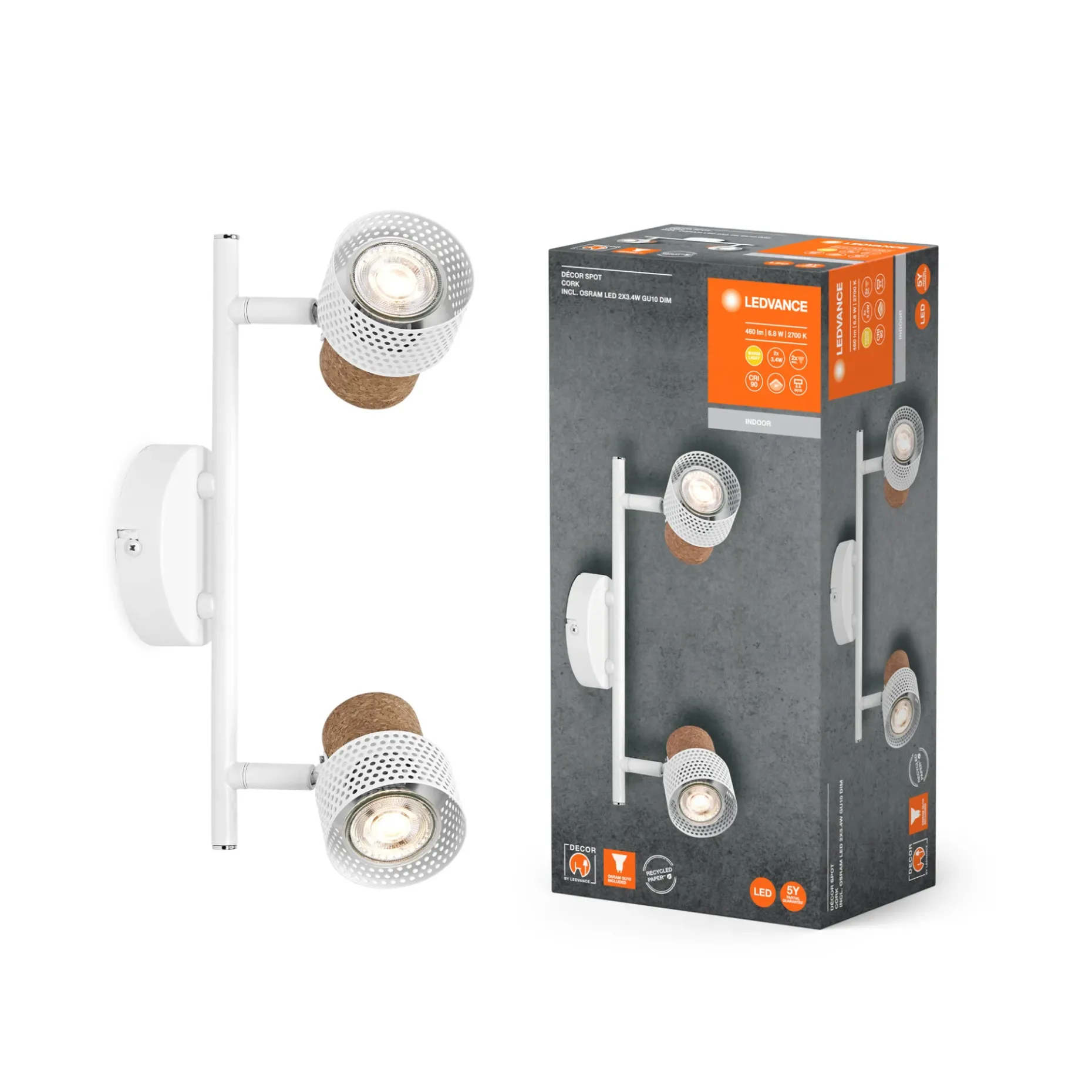 LEDVANCE DECOR CORK SPOTLAMPE HVID GU10 6,8W