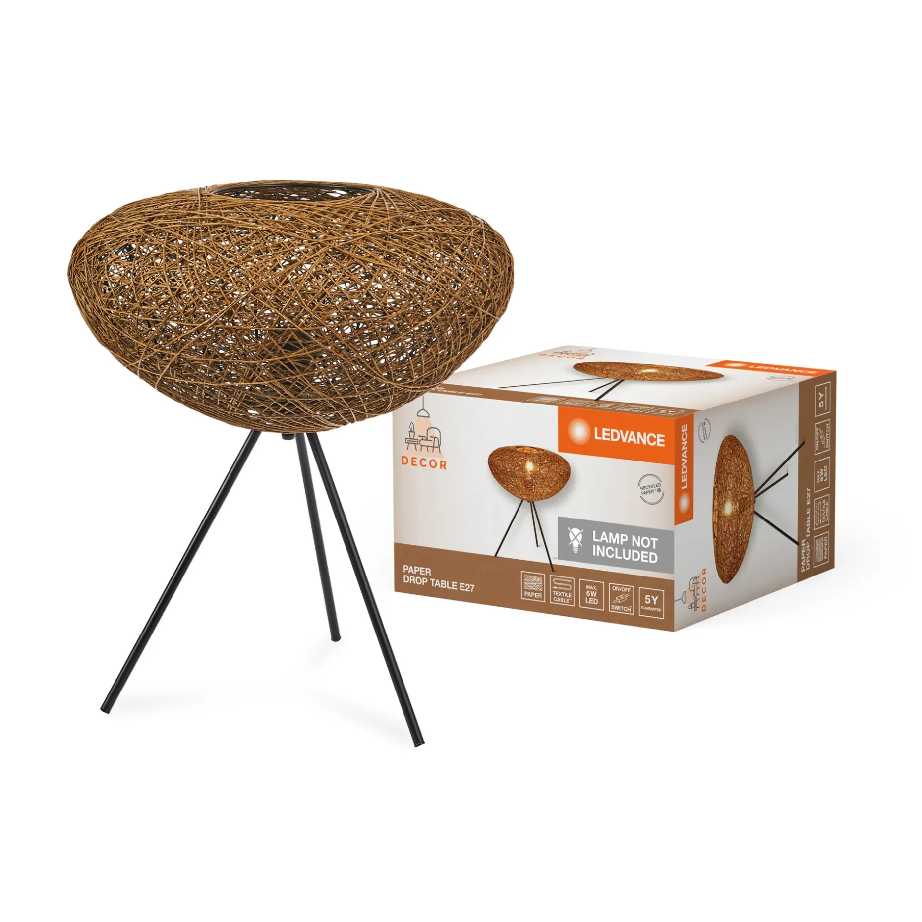 LEDVANCE DECOR DROP BORDLAMPE BEIGE 26,3 CM