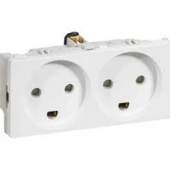 LK FUGA STIKKONTAKT HVID DOBBELT MODUL M/JORD