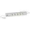 LK STIKDÅSE 5+2 USB UDTAG M/JORD OG AFBRYDER HVID 1,5 M KABEL