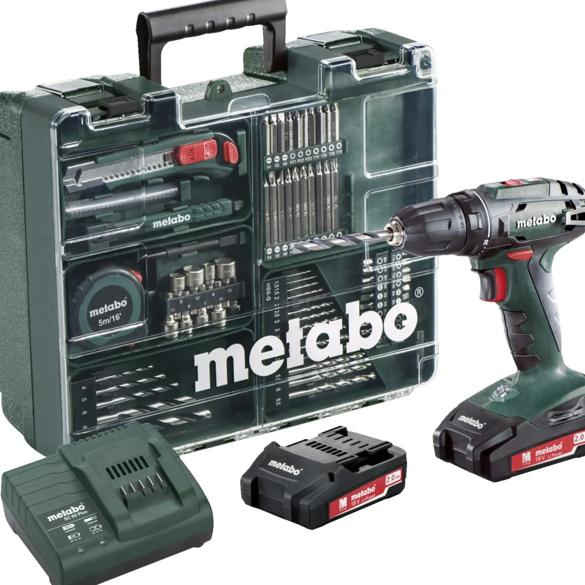 METABO BS 18 10 MM 2X2,0 WORKSHOP BORE-/SKRUEMASKINE AKKU MED BATTERI OG LADER