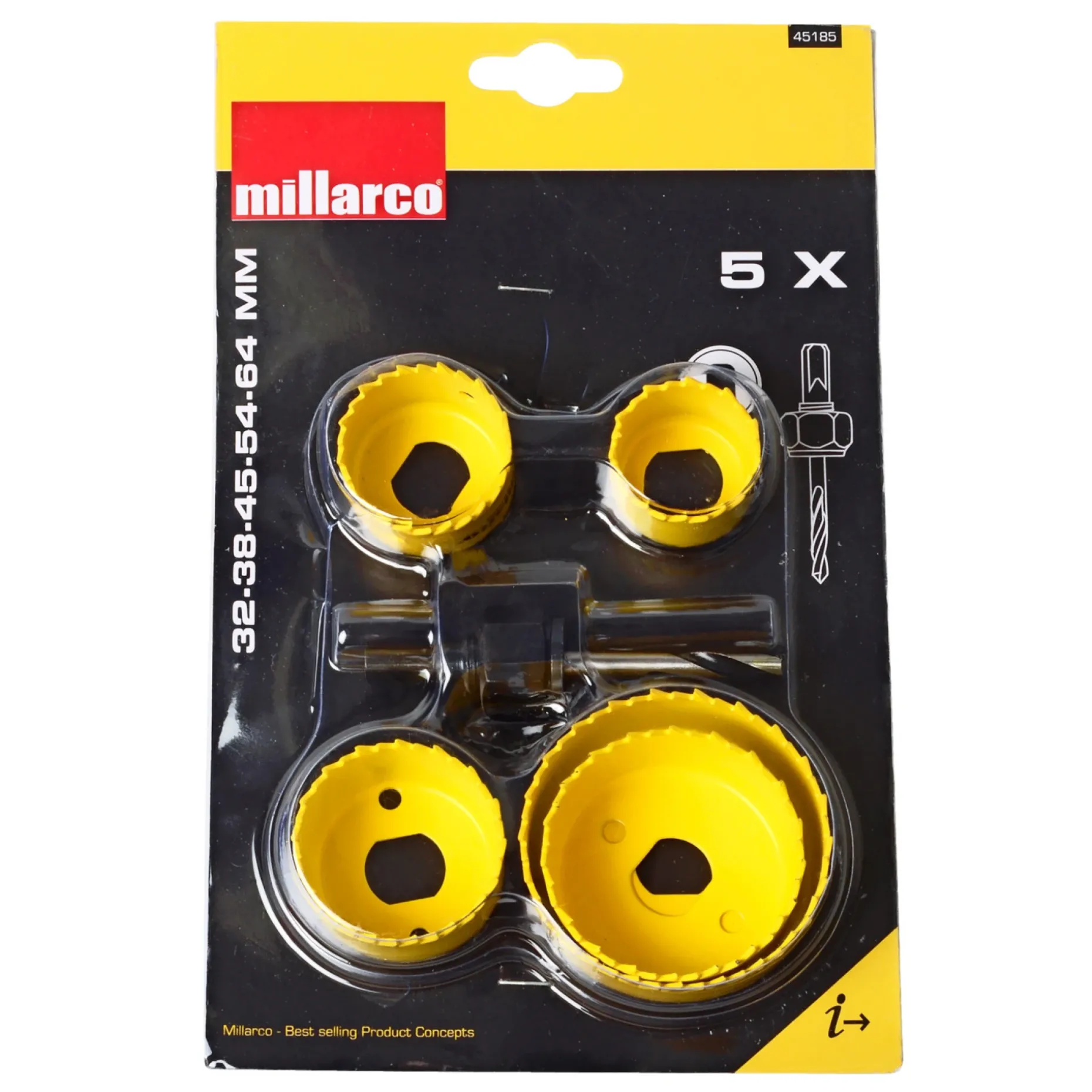 MILLARCO HULSAVESÆT 32-64 MM. - 5 STR. HULSAVSÆT Ø38-64 MM 6 DELE