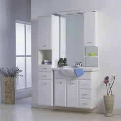 MILOBAD LIMONE HØJSKAB LÅGE, SKUFFER OG HYLDE HVID HØJGLANS 33 X 177 CM