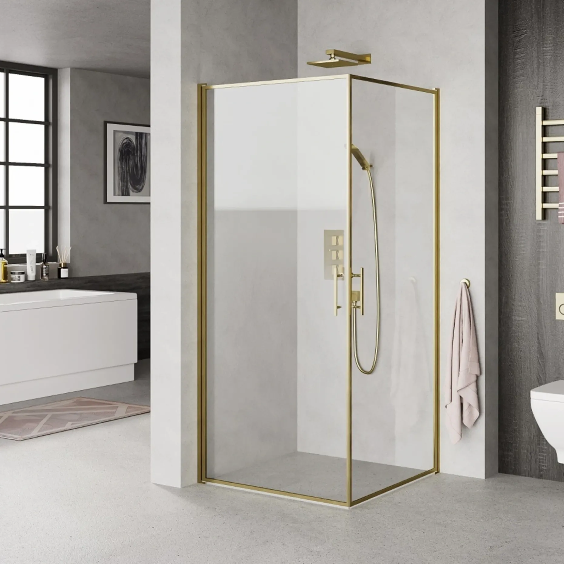 MILOBAD MESSING PROFIL BRUSEDØR KLART GLAS 90 CM