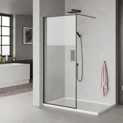 MILOBAD SORT PROFIL BRUSEVÆG KLART GLAS 80 CM