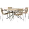 OUTRIUM CATANIA BORD + 4 STOLE HAVEMØBELSÆT NATUR/GRÅBEIGE