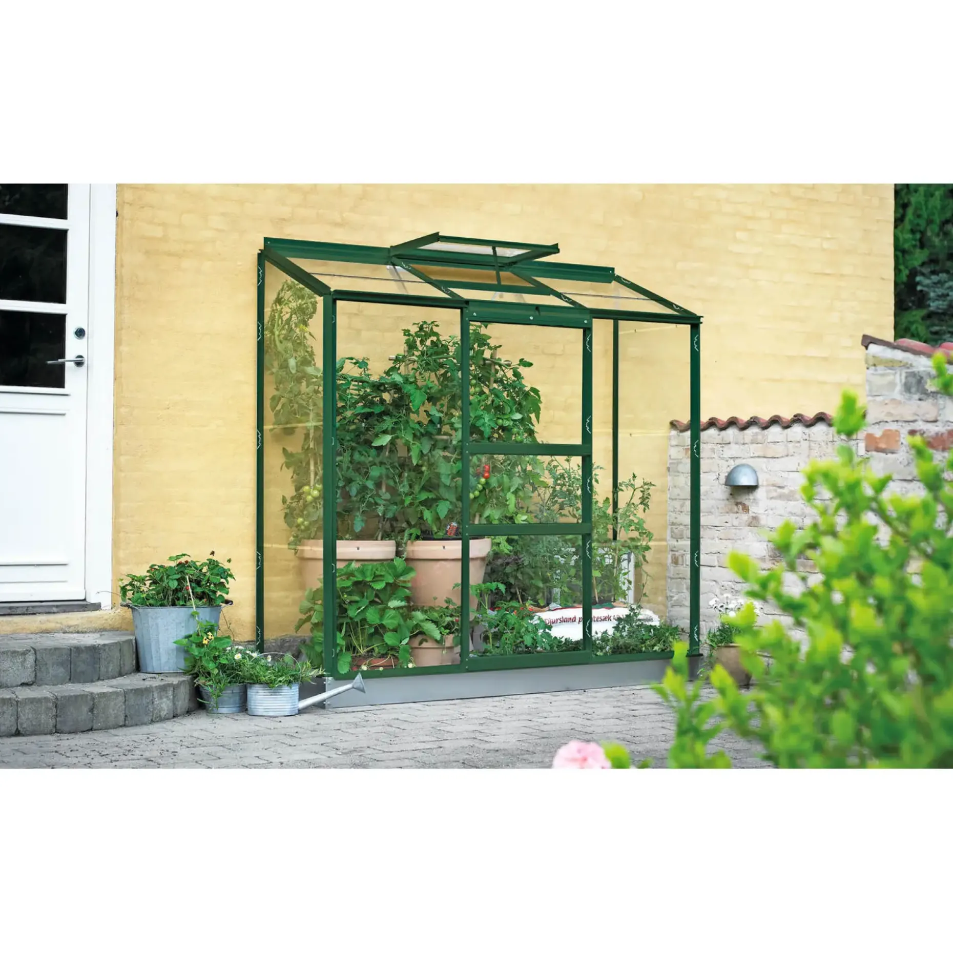 OUTRIUM VÆGDRIVHUS 3 MM DELT GLAS GRØN 1,3 M2