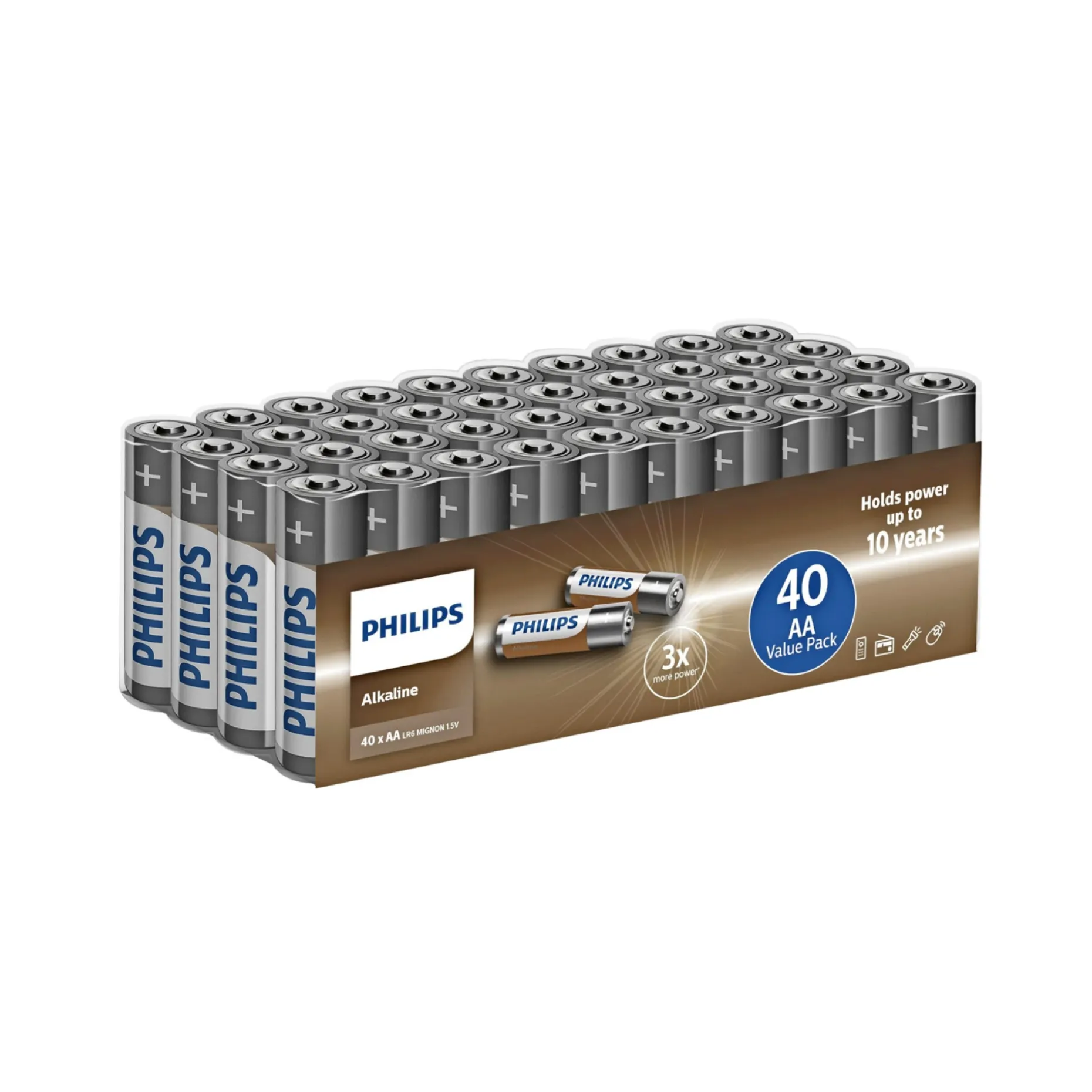 PHILIPS ALKALINE AA BATTERI 40 STK/PAK