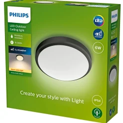PHILIPS DORIS UDENDØRS VÆGLAMPE SORT 6W
