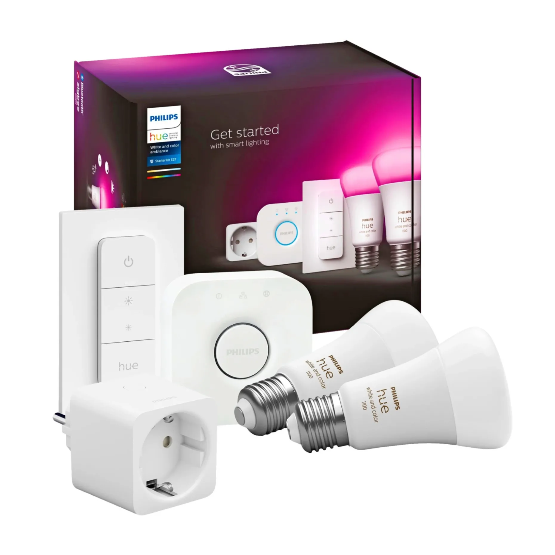 PHILIPS HUE WCA SMART, 2 X E27, BRIDGE, DIM. SWITCH & PLUG STARTSÆT