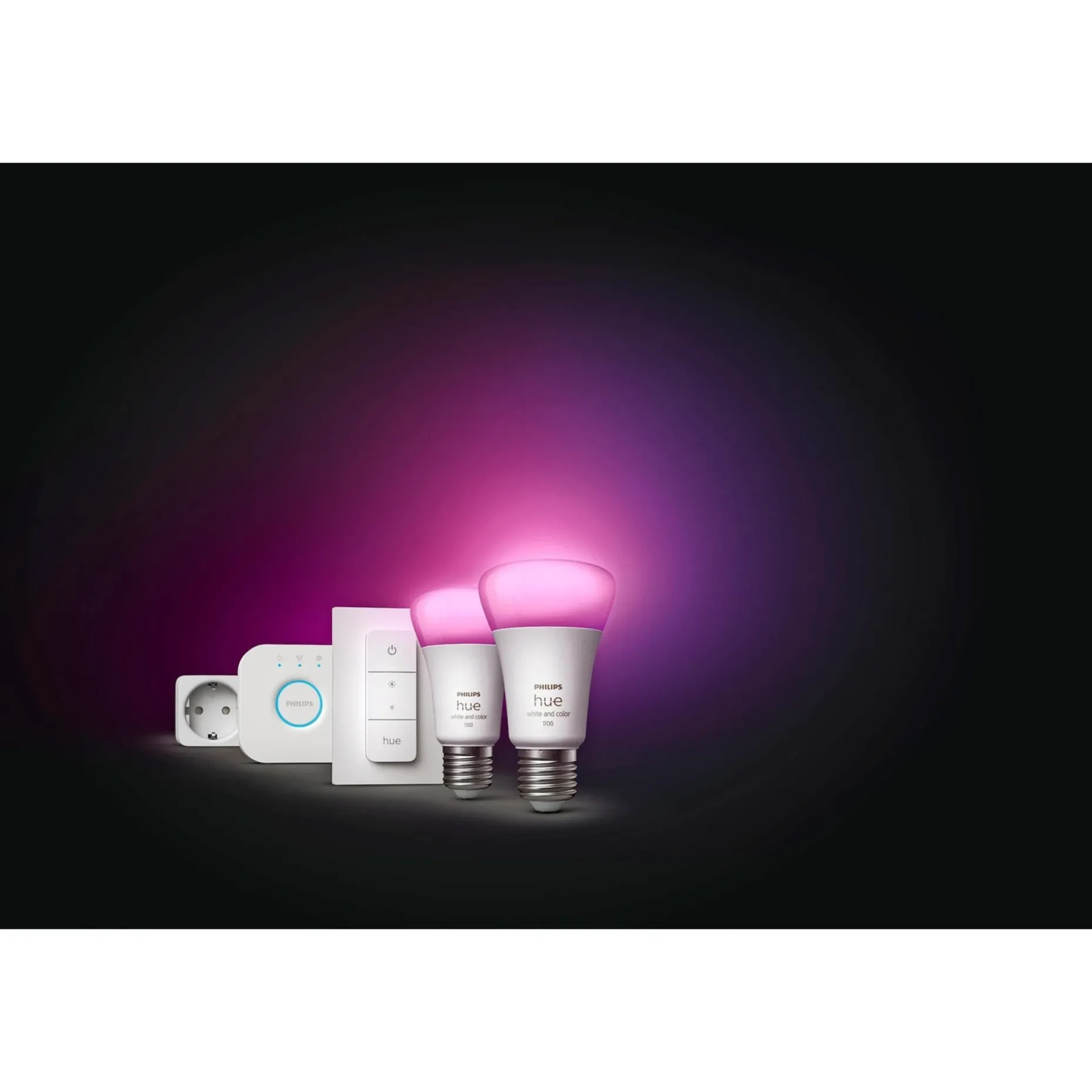 PHILIPS HUE WCA SMART, 2 X E27, BRIDGE, DIM. SWITCH & PLUG STARTSÆT