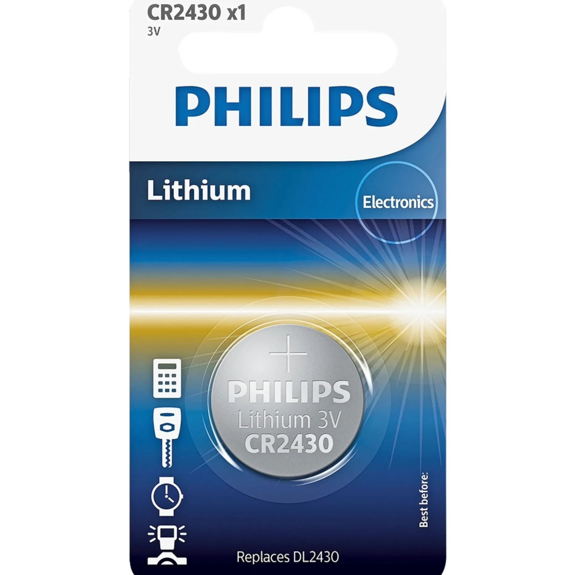 PHILIPS LITIUM CR2430 KNAPCELLE BATTERI 1 STK/PAK