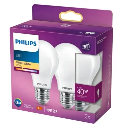 PHILIPS 2-PAK LED PÆRE STANDARD E27 5W