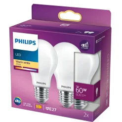 PHILIPS 2-PAK LED PÆRE STANDARD E27 7W