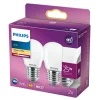 PHILIPS 2-PAK MAT LED PÆRE KRONE E27 2W