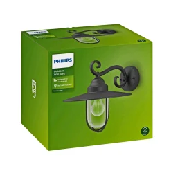 PHILIPS PASTURE UDENDØRS VÆGLAMPE SORT 60W