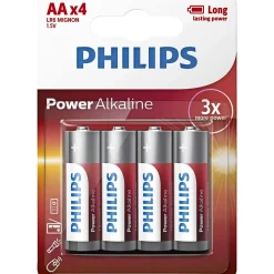PHILIPS POWER ALKALINE AA BATTERI 4 STK/PK
