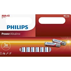 PHILIPS POWER ALKALINE AAA BATTERI 12 STK/PAK