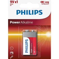 PHILIPS POWER ALKALINE 9V BATTERI 1 STK/PAK