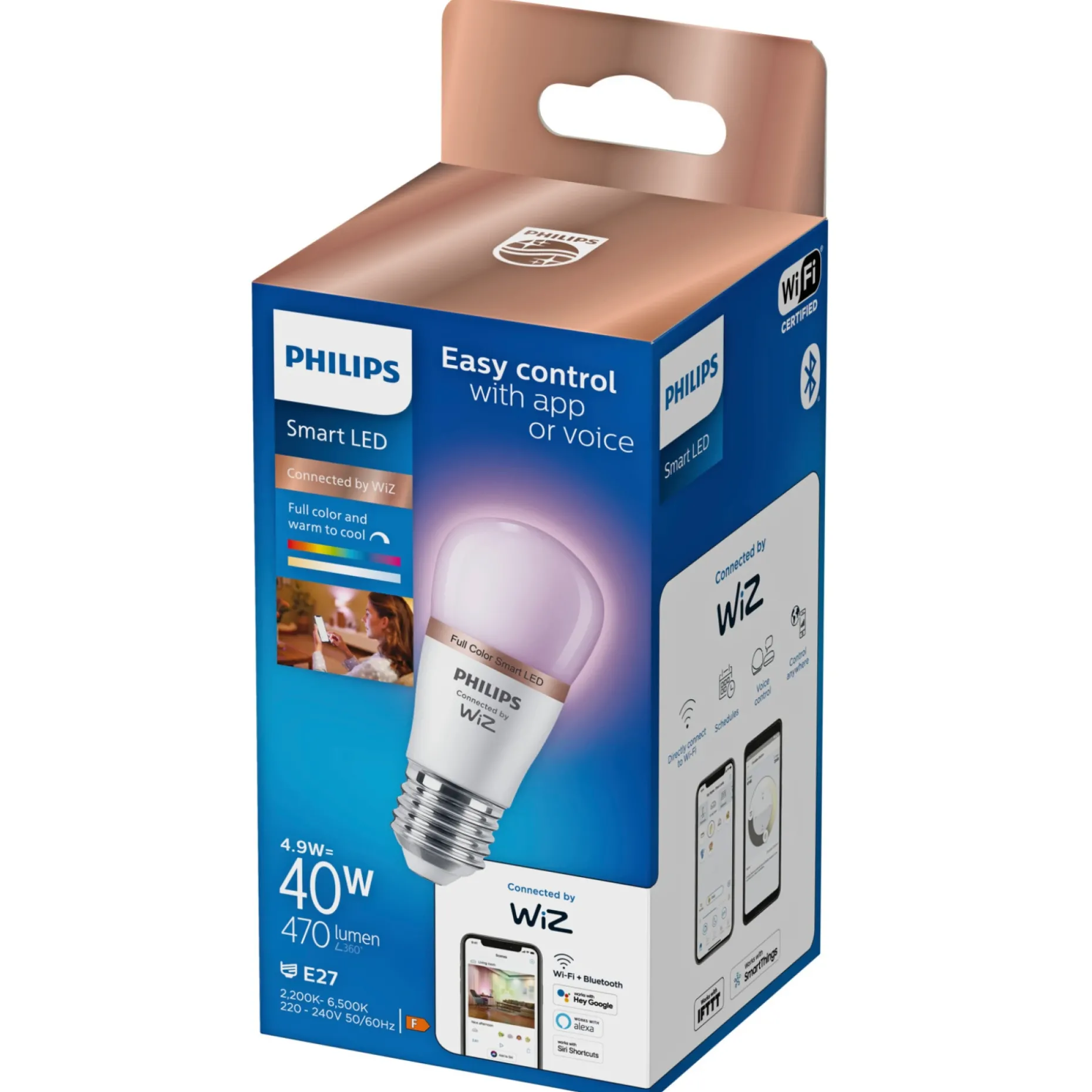 PHILIPS SMART COLOR COLOR LED PÆRE E27 KRONE 5W