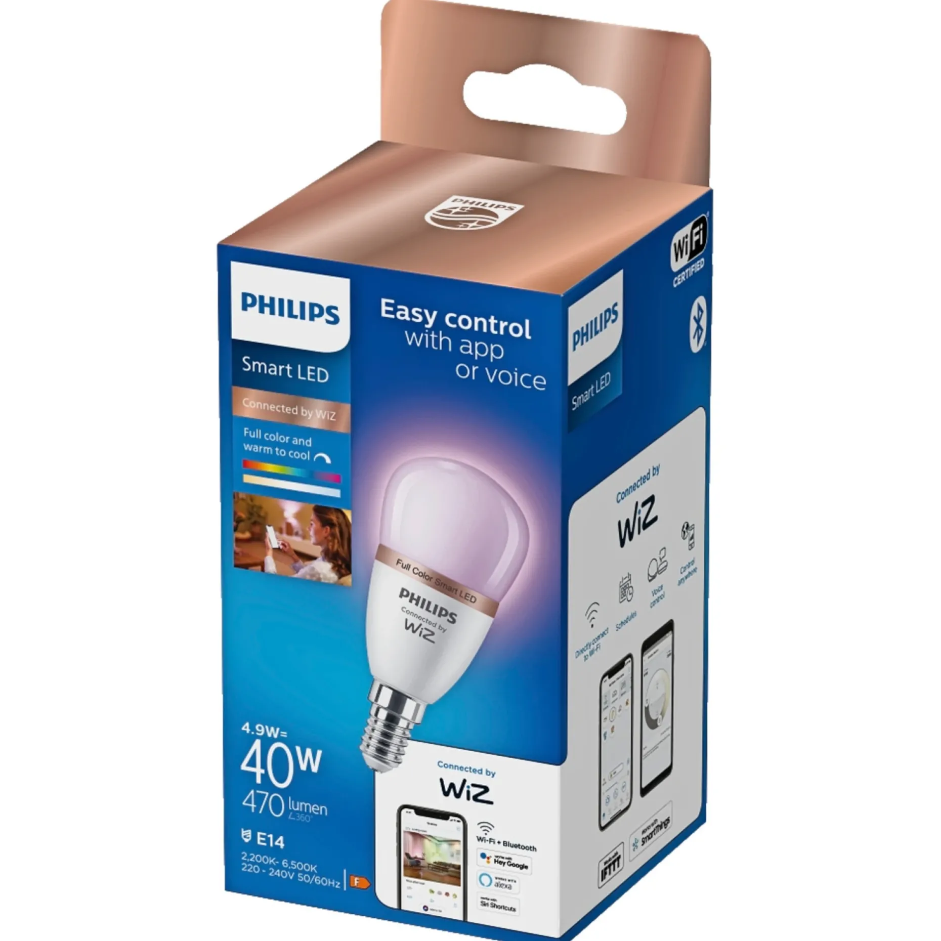 PHILIPS SMART COLOR LED PÆRE E14 KRONE 5W